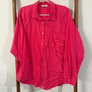 LOFT Women's Pink Button Down Shirt